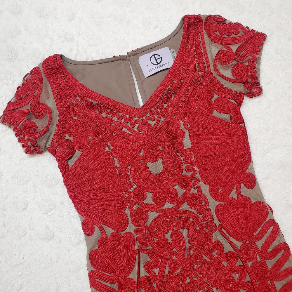 SOLD 🚫 JS Collections| Embroidered Soutache Trumpet Dress - Picture 3 of 11